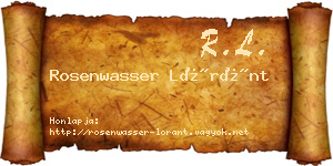 Rosenwasser Lóránt névjegykártya